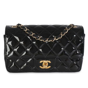 Chanel Black Quilted Patent Mini Rectangular Flap Bag